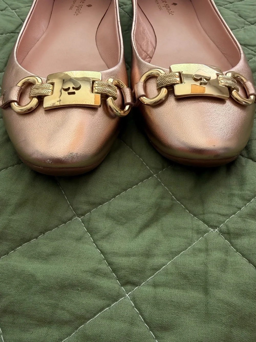 Kate Spade Metallic Blush Rose Gold Ballet Flats | Size 7.5 Leather